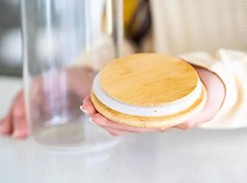 Glass Food Storage Containers with Bamboo Lids - Set of 4 Kitchen Canisters Sweetzer & Orange