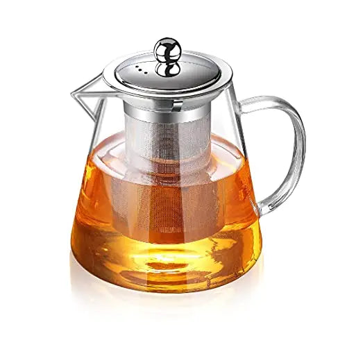 Glass Teapot with Infuser, Stovetop Safe, 43oz/1300ml - Clear
