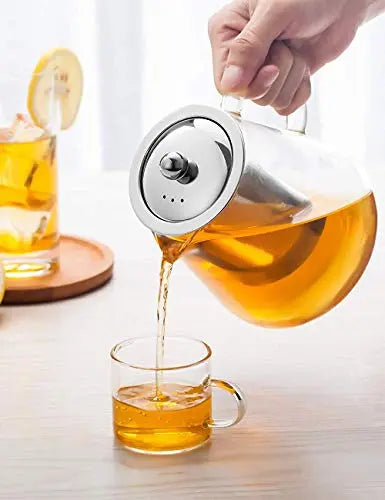 Glass Teapot with Infuser, Stovetop Safe, 43oz/1300ml - Clear TMOST