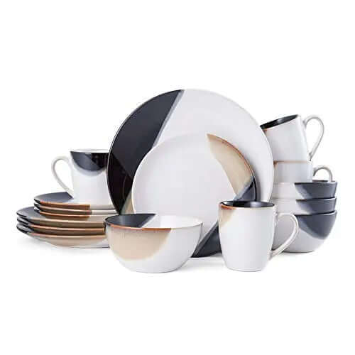 Gourmet Basics by Mikasa Caden 16-Piece Dinnerware Set Serves for 4 - Assorted Gourmet Basics by Mikasa