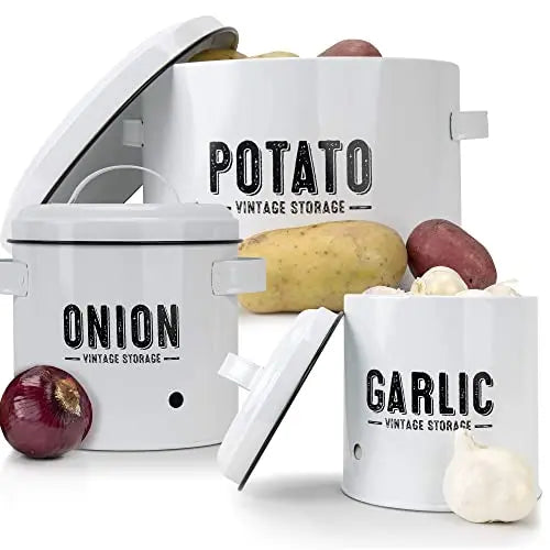 Granrosi Aesthetic Farmhouse Kitchen Storage Canister Set of 3 - White Granrosi