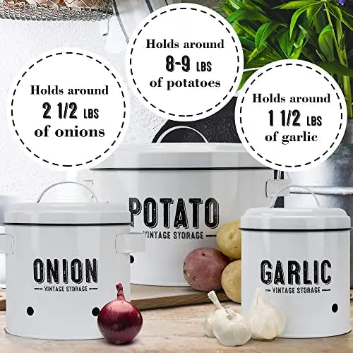 Granrosi Aesthetic Farmhouse Kitchen Storage Canister Set of 3 - White Granrosi