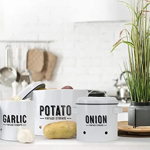 Granrosi Aesthetic Farmhouse Kitchen Storage Canister Set of 3 - White Granrosi