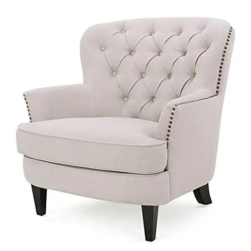 Great Deal Furniture Alfred Fabric Club Chair - Natural with Ottoman Great Deal Furniture