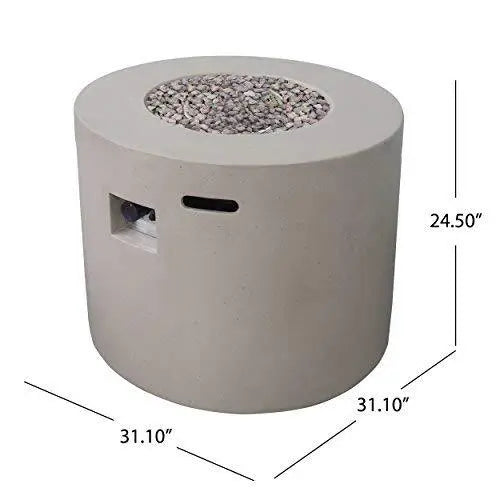 Great Deal Furniture Leo Outdoor 31" Round Light Weight Concrete Gas Burning Fire Pit - Light Gray Great Deal Furniture