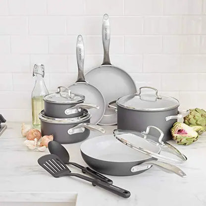 GreenLife Classic Pro Healthy Ceramic Nonstick Cookware 12-Piece Set - Light Gray GreenLife