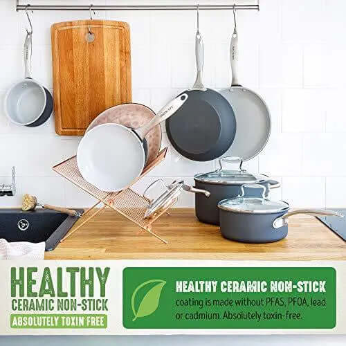 GreenLife Classic Pro Healthy Ceramic Nonstick Cookware 12-Piece Set - Light Gray GreenLife