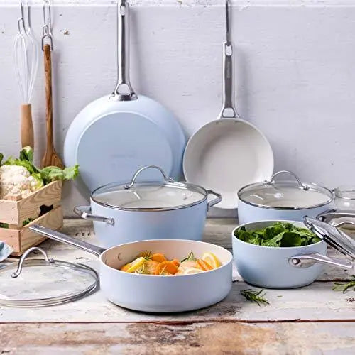 GreenPan Padova Ceramic Non-Stick 10-Piece Cookware Set - Light Blue GreenPan