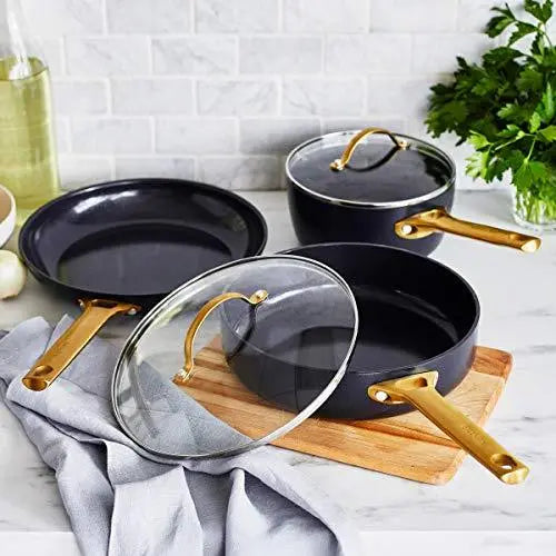 GreenPan Padova Reserve Healthy Ceramic Nonstick 5-Piece Cookware Set - Black GreenPan