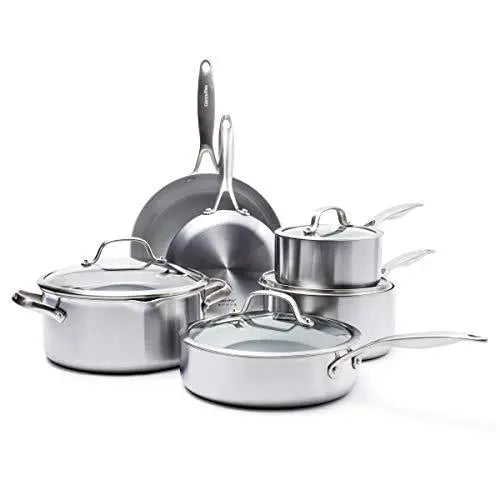 GreenPan Venice Pro Stainless Steel Ceramic Nonstick Cookware 10-Piece Set GreenPan