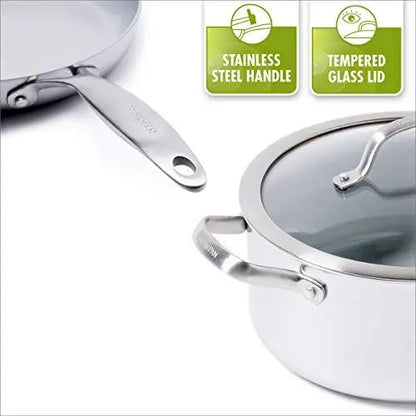 GreenPan Venice Pro Stainless Steel Ceramic Nonstick Cookware 10-Piece Set GreenPan