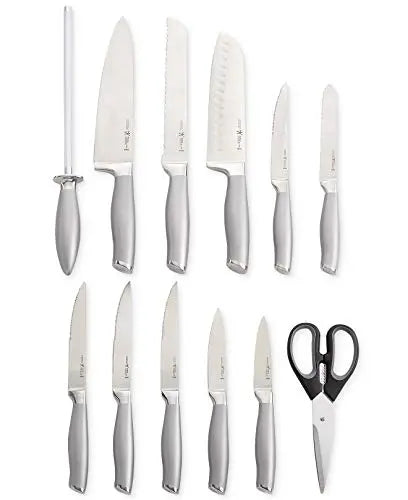 HENCKELS Modernist 13-pc Knife Set with Block, Chef Knife, Paring Knife, Steak Knife, Black, Stainless Steel HENCKELS