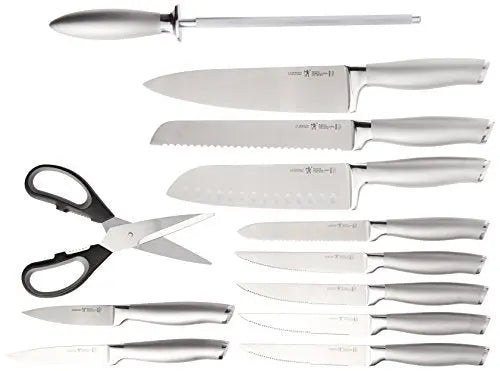 HENCKELS Modernist 13-pc Knife Set with Block, Chef Knife, Paring Knife, Steak Knife, Black, Stainless Steel HENCKELS