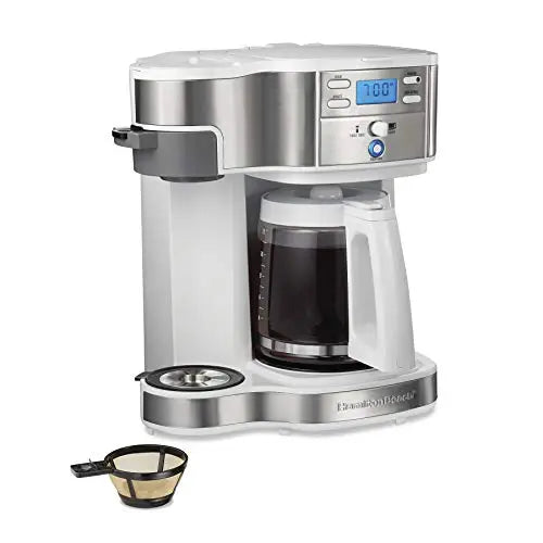 Hamilton Beach 2-Way Brewer Coffee Maker, Single-Serve and 12-Cup Pot - White Hamilton Beach