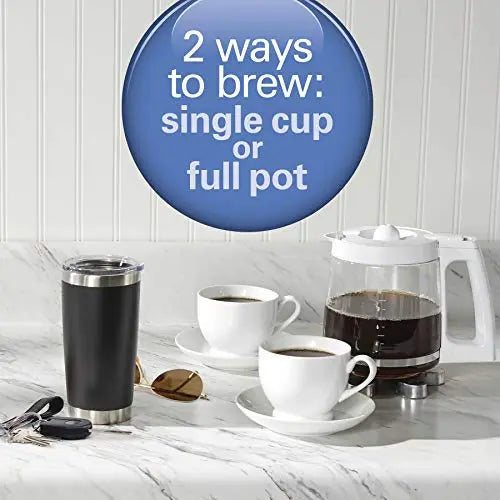 Hamilton Beach 2-Way Brewer Coffee Maker, Single-Serve and 12-Cup Pot - White Hamilton Beach