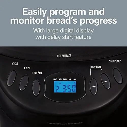 Hamilton Beach Bread Maker Machine, 12 Settings - Black Hamilton Beach