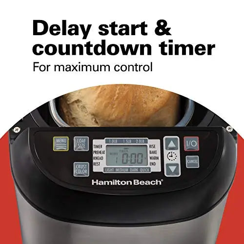 Hamilton Beach Bread Maker, 2 lbs Loaf, 14 Settings - Black/Stainless Hamilton Beach