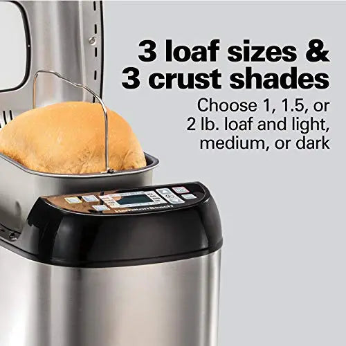 Hamilton Beach Bread Maker, 2 lbs Loaf, 14 Settings - Black/Stainless Hamilton Beach