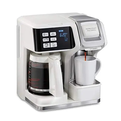 Hamilton Beach FlexBrew Trio 2-Way Coffee Maker, Compatible with K-Cup Pods or Grounds, Combo, Single Serve & Full 12c Pot, White Hamilton Beach