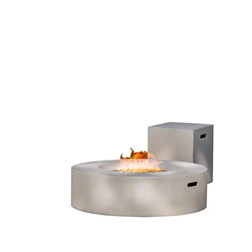 Hearth 50K BTU Outdoor Gas Fire Pit Table with Tank Holder, Circular - Light Grey GDF Studio