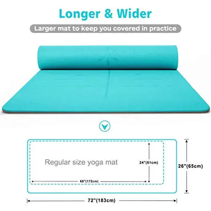 Heathyoga Eco Friendly Non Slip Yoga Mat, SGS Certified TPE Material - 72"x 26", Thickness 1/4" Heathyoga
