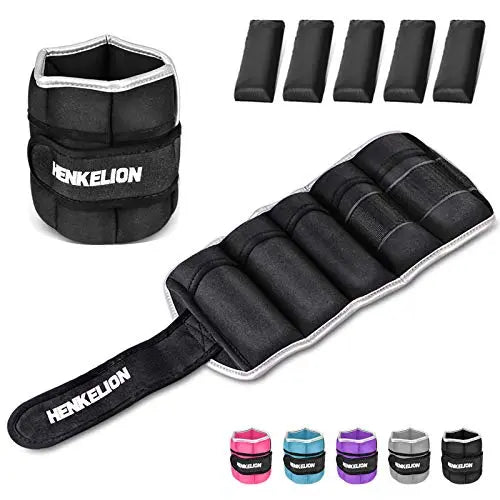 Henkelion 1 Pair of Adjustable Ankle Weights, 10 lbs - Black Henkelion