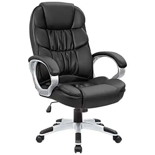 Homall Office Chair | Ergonomic Swivel Chair, PU Leather - Black