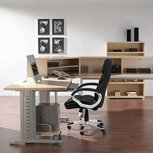 Homall Office Chair | Ergonomic Swivel Chair, PU Leather - Black Homall