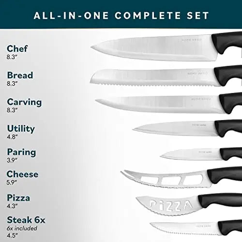 Home Hero Knife Set with Acrylic Stand, 17 PCS - Stainless Steel Home Hero