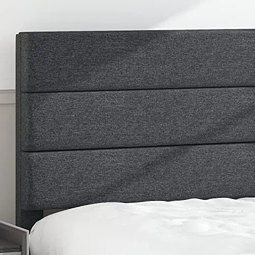 Hoomic Fabric Upholstered Platform Bed Frame - Dark Grey HOOMIC