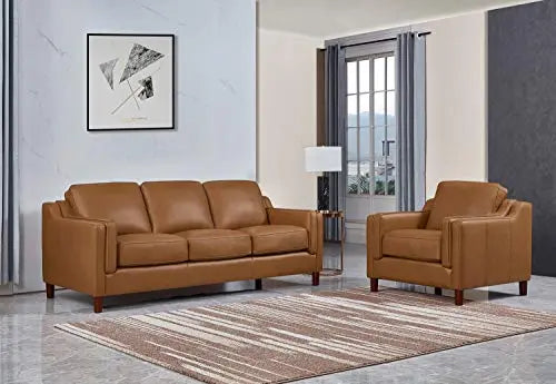 Hydeline Bella 100% Leather Sofa and Chair Set - Cognac Hydeline