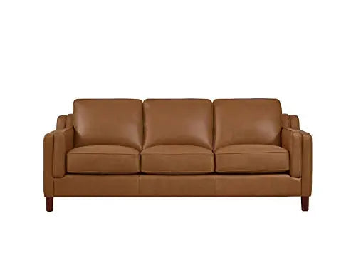 Hydeline Bella Leather Sofa | Classic Contemporary Couch, 85" - Cognac Hydeline