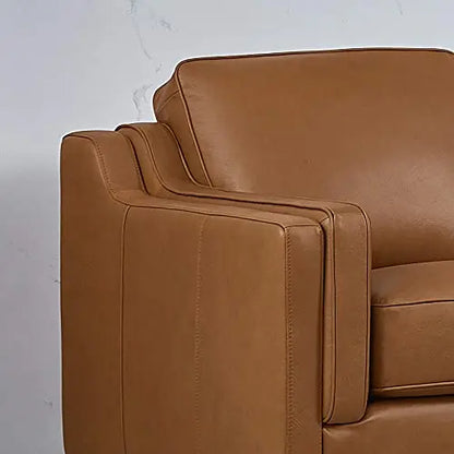Hydeline Bella Leather Sofa | Classic Contemporary Couch, 85" - Cognac Hydeline