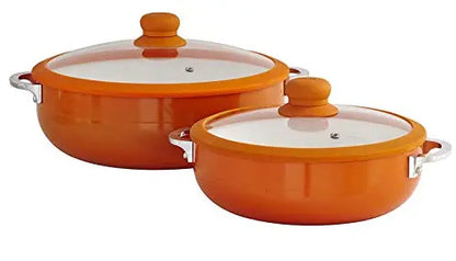IMUSA 2 Piece Orange Caldero Set, Ceramic Interior - Orange Imusa