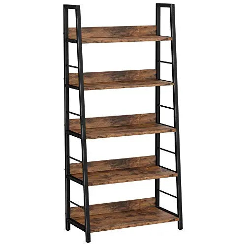 IRONCK Industrial Bookshelf, Metal Frame 5-Tier Shelves - Rustic Brown IRONCK