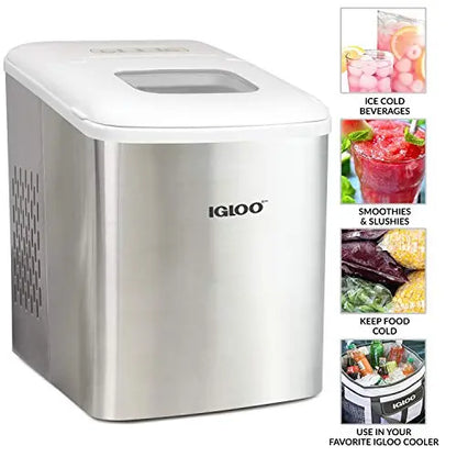 Igloo Ice Maker With Scoop and Basket - Stainless Steel White Igloo