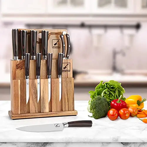 Imarku Stainless Steel Knife Set | 11-Piece Knife Block Set, Cutting Board and Sharpener imarku