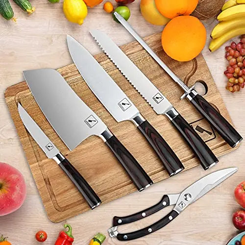 Imarku Stainless Steel Knife Set | 11-Piece Knife Block Set, Cutting Board and Sharpener imarku