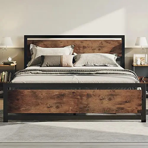 Industrial Platform Bed - Vintage Brown LIKIMIO