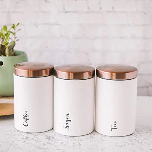 Inspired Designs Farmhouse Modern Canister Set of 3 - White Inspired Designs