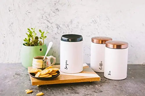 Inspired Designs Farmhouse Modern Canister Set of 3 - White Inspired Designs