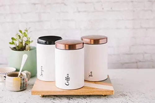 Inspired Designs Farmhouse Modern Canister Set of 3 - White Inspired Designs