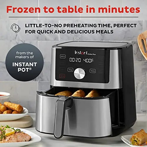 Instant Pot Vortex Plus 6 Quart Air Fryer, Digital Touchscreen and Large Non-Stick Air Fryer Basket - Stainless Steel Instant Pot