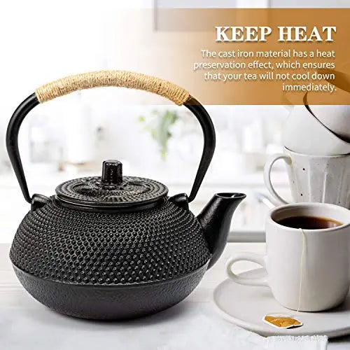 Japanese Tetsubin Tea Kettle | Cast Iron Teapot with Stainless Steel Infuser, 900ML - Black Towa