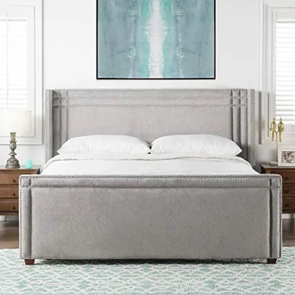 Jennifer Taylor Home Elle Modern Upholstered Platform Bed Frame - Silver Gray Jennifer Taylor Home