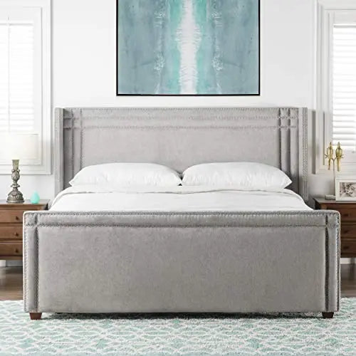 Jennifer Taylor Home Elle Modern Upholstered Platform Bed Frame - Silver Gray Jennifer Taylor Home
