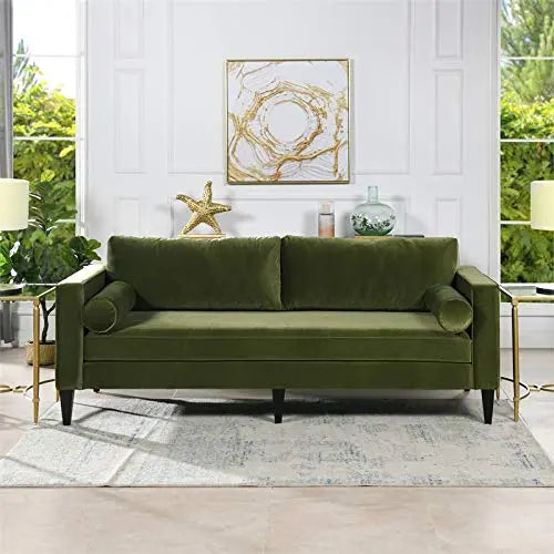 Jennifer Taylor Home Nicholi Lawson Velvet Modern Sofa - Olive Green Jennifer Taylor Home