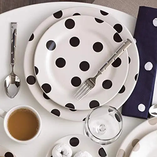 KATE SPADE Deco Dot Dinnerware 12-Piece Set | Polka Dot Plates and Mugs  - White Kate Spade New York