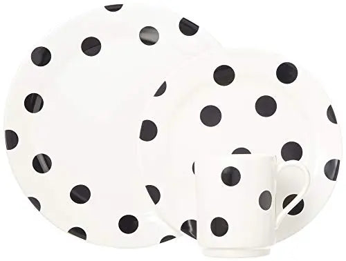 KATE SPADE Deco Dot Dinnerware 12-Piece Set | Polka Dot Plates and Mugs  - White Kate Spade New York