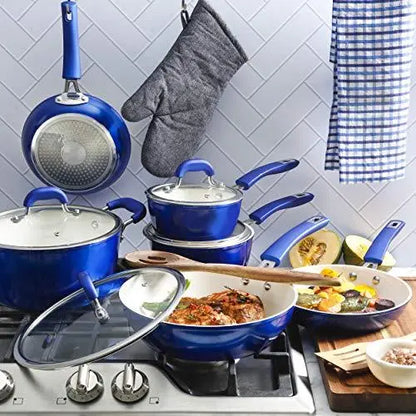 Kenmore Arlington Nonstick Ceramic Coated 12-Piece Set Cookware - Metallic Blue Kenmore